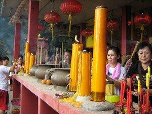 Huge Yellow Candles in One Thousand Two Hundred Steps Temple Penang