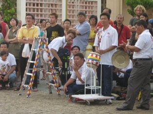 Music makers during chingay at chap goh meh Penang