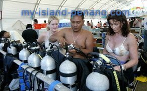 Preparing for dive in Malaysia