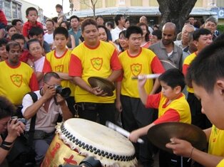 Young drummers wooing the crowd during chap goh meh in penang