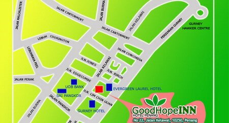 Map to Penang Island Good Hope Inn
