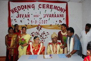 Preparing for signing the Buddhist Marriage Certificate in Indian Wedding