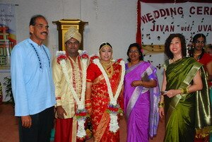 Datuk Mohan and wife with the newly weds in HINDU Wedding