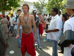 Love ready for his journey to Waterfall Temple for prayers in Thaipusam Penang