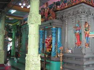 Gods and Goddesses decorated in the inner shrine of Sri Marriamman Temple Penang