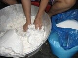 The flour will breaks easily if dried enough.
