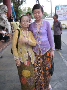 Aunty Annie and Joanna during chap goh meh in Penang