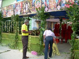 Preparing panthal for thaipusam penang