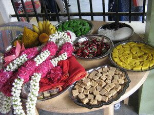 Trays of gifts for Indian Puberty Ceremony